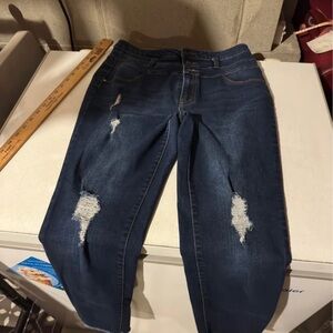 Refuge Dark Blue Distressed Boyfriend Jeans